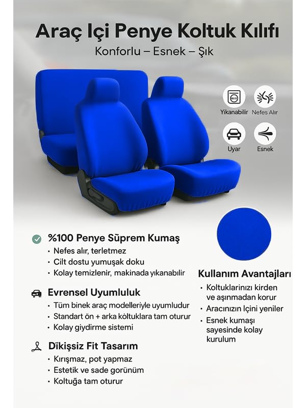 Arac koltugunu korurken tarzini yansit Skoda Yeti ile uyumlu oto koltuk kilifi burada Lacivert