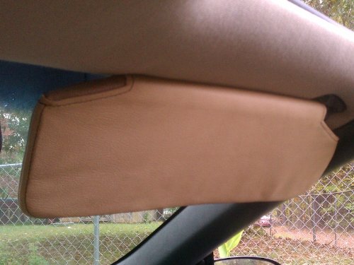 RedlineGoods Sun Visor Covers Compatible with Chevrolet Camaro 1993-96. Tailor Made - not Universal. Genuine top-Grade Italian Black Leather with Blue Thread