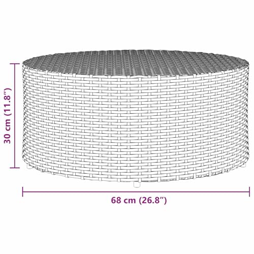 KTHLBRH Grey Rattan Outdoor Coffee Table with 68 cm Diameter - Modern Aesthetic for Balconies - Image 3