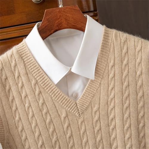 Men’s Relaxed Fit V Neck Sleeveless Knitted Pullover Sleeveless Warm Soft Lightweight Sweater Vest4