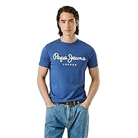 Pepe Jeans T-Shirt da Uomo Elasticizzata Originale, Blu (Thames Blue)