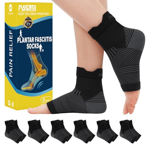 PAPLUS 6 Pairs Plantar Fasciitis Socks