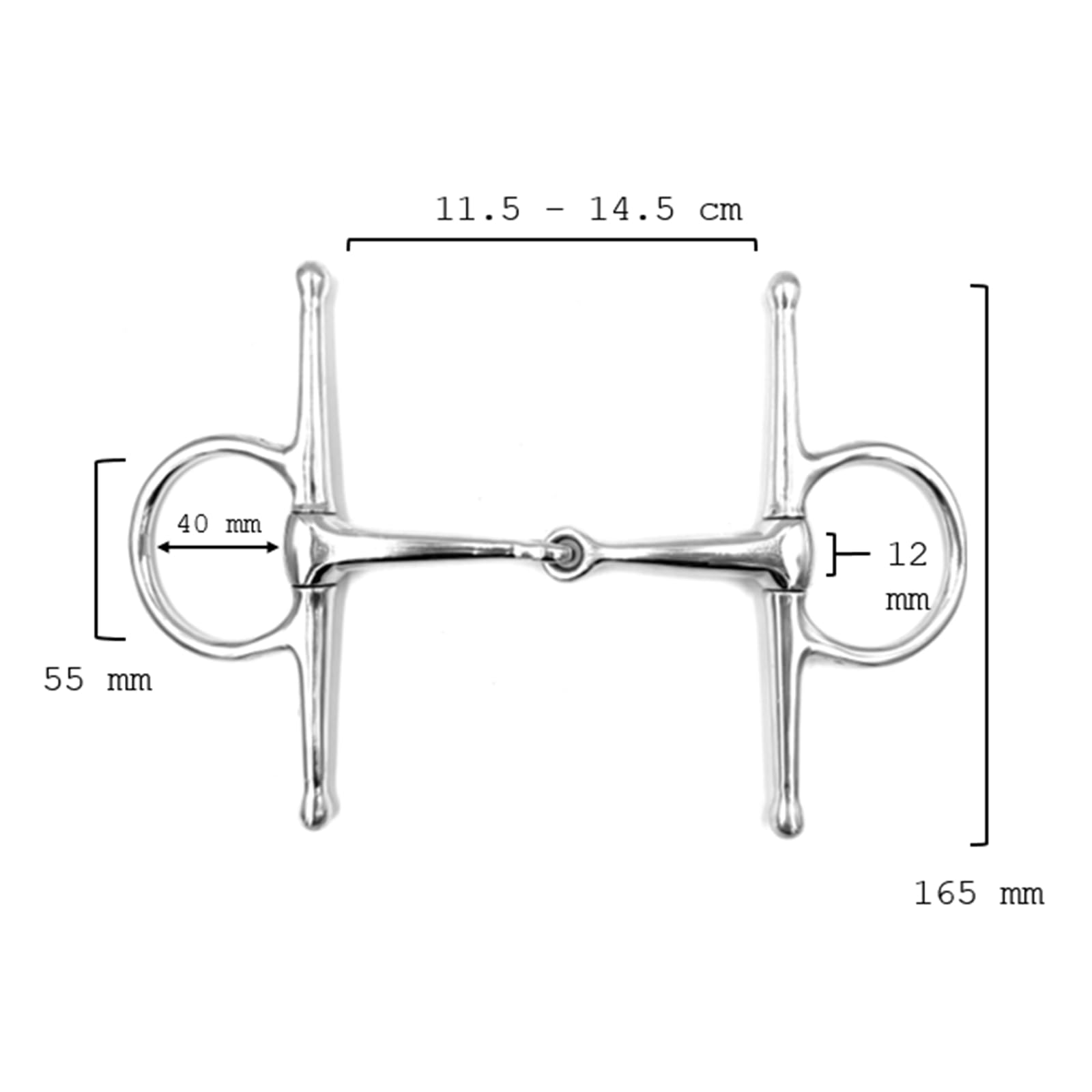 Gebiss Knebeltrense Schenkeltrense Einfach Gebrochen Edelstahl 16 mm 12.5 cm
