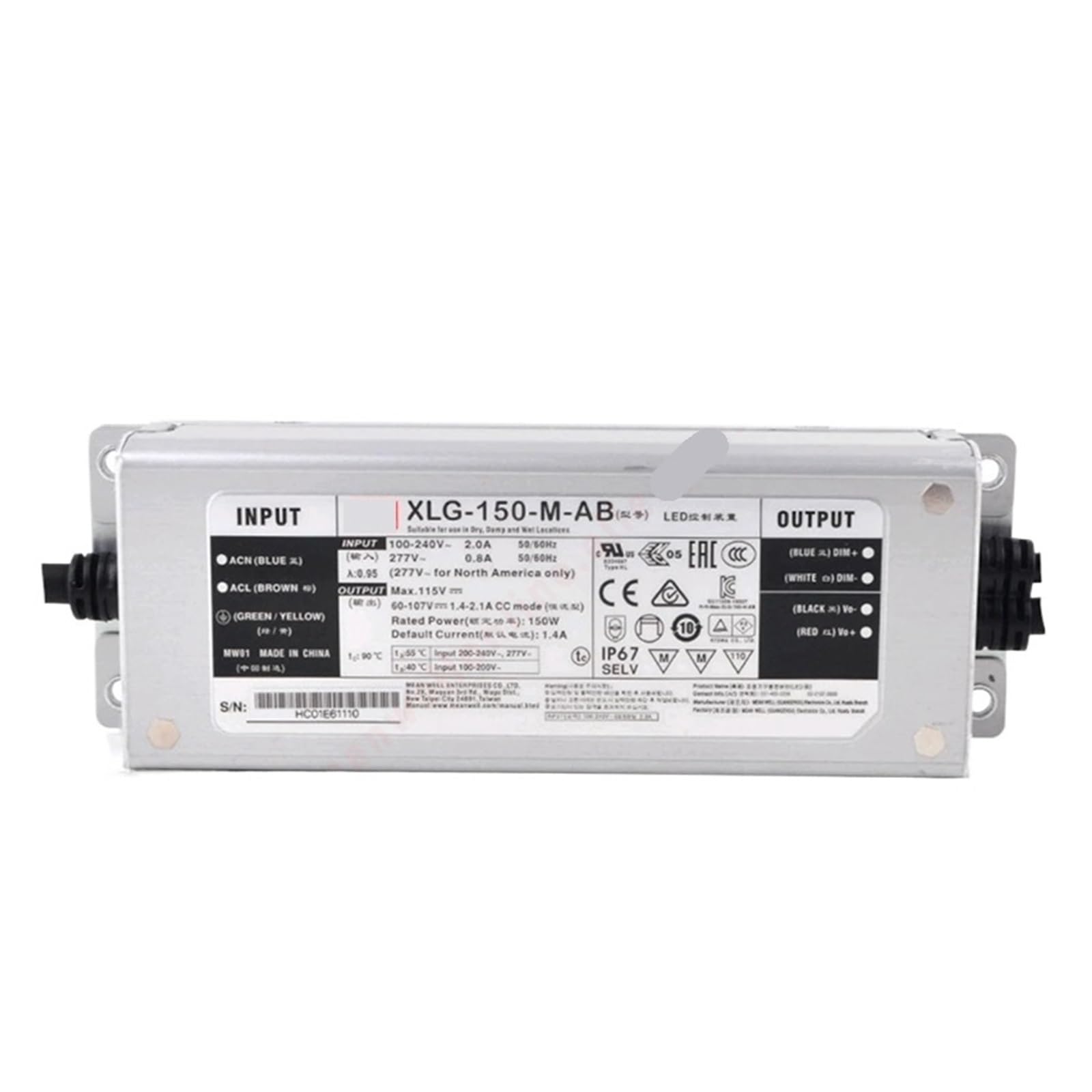 BFSYDLUJ XLG-150-M-AB 150W/60-107V/700-2100mA Constant Power Mode LED Driver