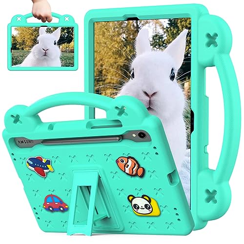 Sfulatdc Custodia per tablet per bambini Samsung Tab S10 Lite/S10 FE/S9 FE/S8, con cavalletto integrato e manico, antiurto, compatibile con Galaxy S9 da 11" (SM-X710/X716B/X718U), verde