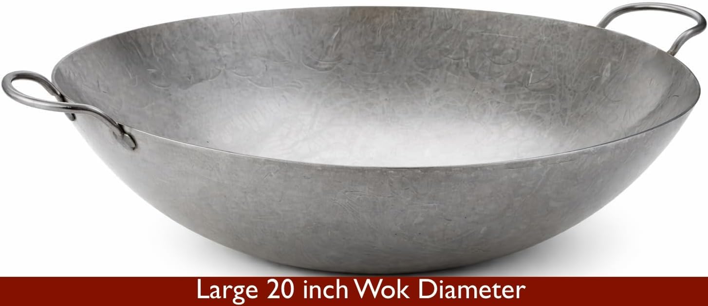 20 Inch Steel Wok-Cantonese Style-Ideal for Stir Fry, Asian Cooking