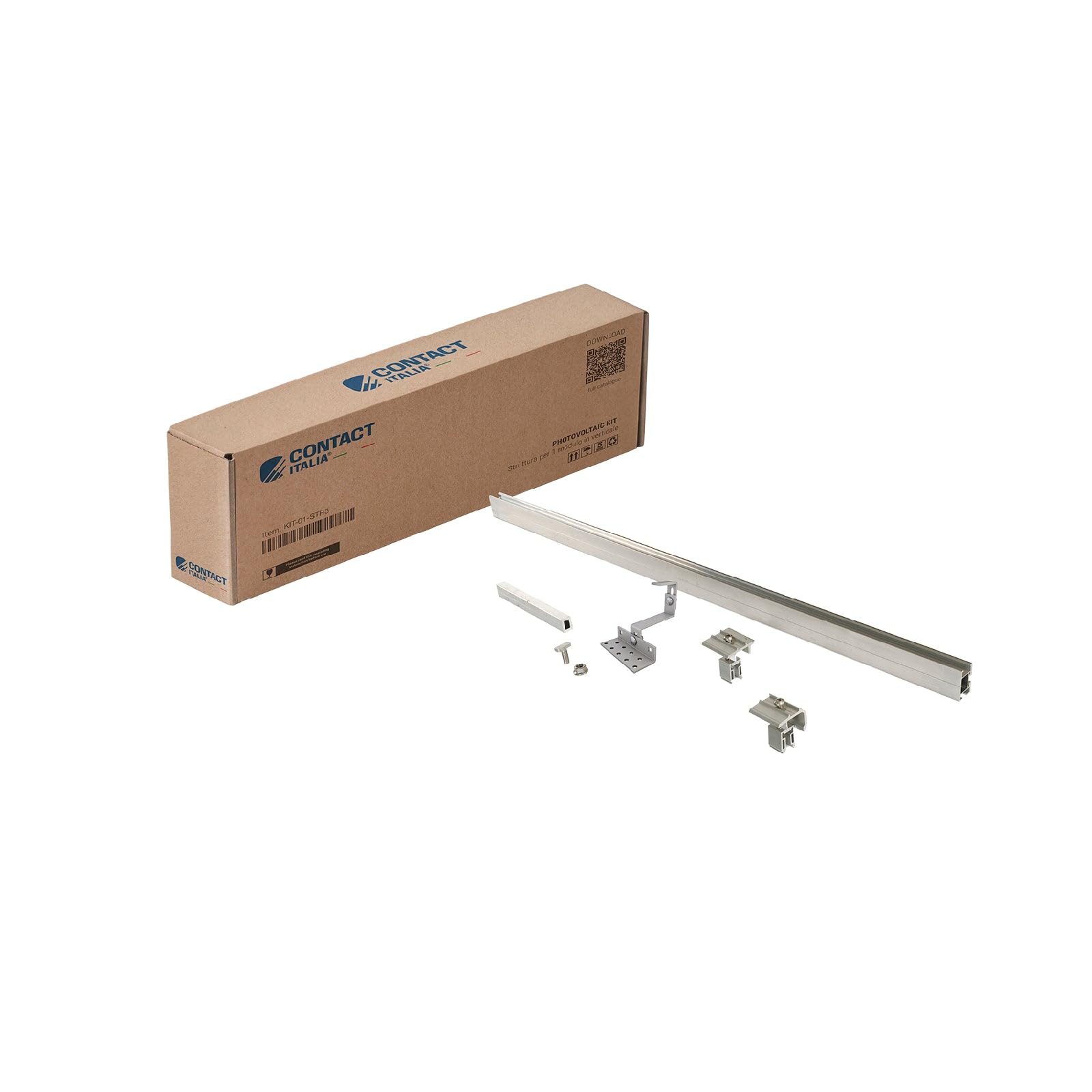 Kit de estructura fotovoltaica para 3 paneles fotovoltaicos en vertical, con soporte ajustable y perfil Solar Pro en tejados de falda