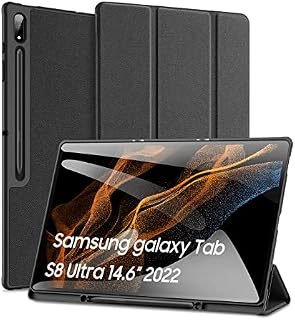 Case for Samsung Galaxy Tab S8 Ultra 14.6 inch 2022, DUX DUCIS Ultra Thin Smart Leather Cover Case with Pencil Holder & Auto Wake Up/Sleep for Samsung Galaxy S8 Ultra 14.6" Tablet (Black)