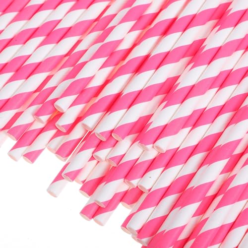 BESTonZON 100pcs Pitillos desechables de papel 20 cm rosa miniatura 3