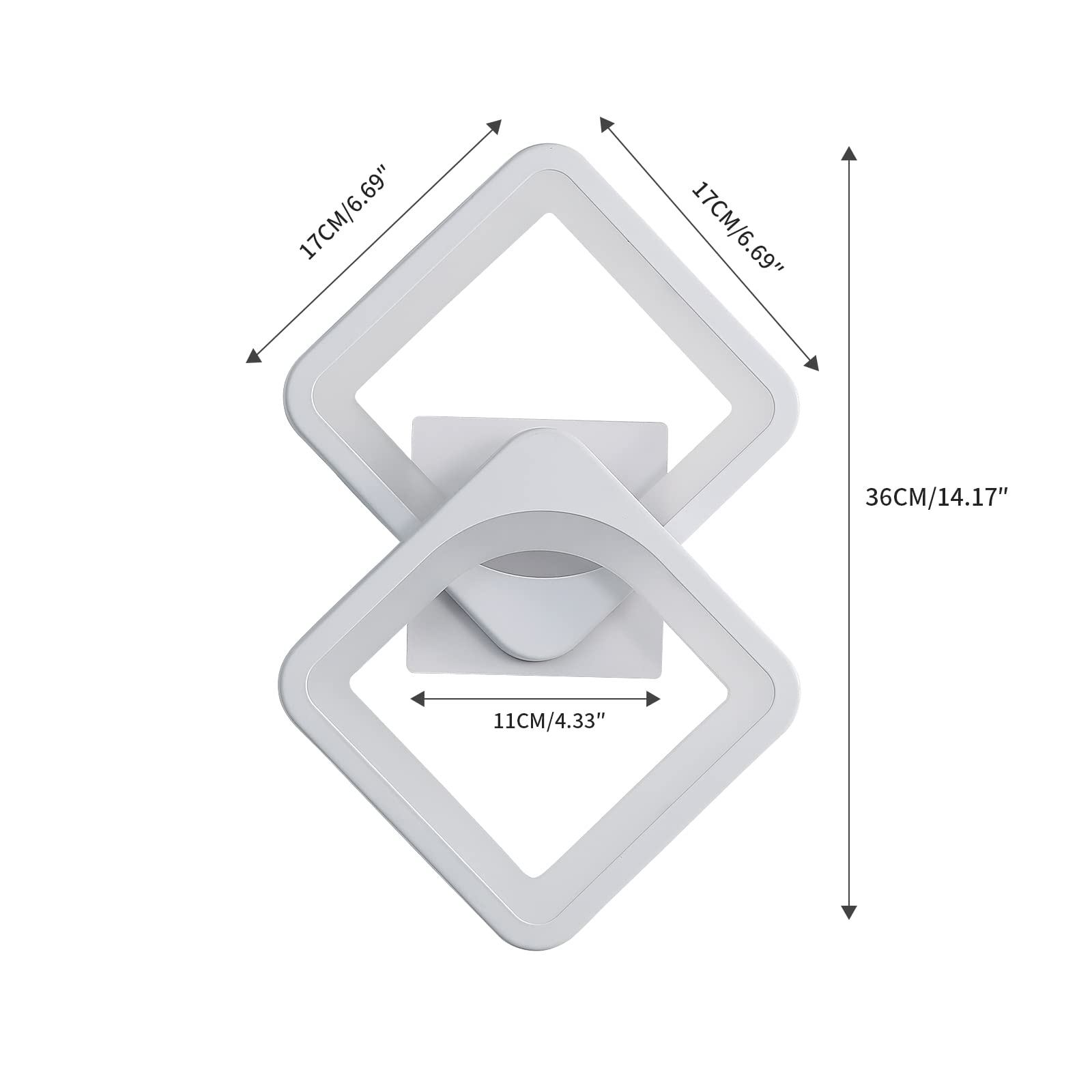 Tealight Applique da parete interno 24W, Lampada da Parete Moderno, Bianco Freddo, 6000K 2400lm, LED Lampada a Muro forma trasformabile per camera da letto, soggiorno, corridoio