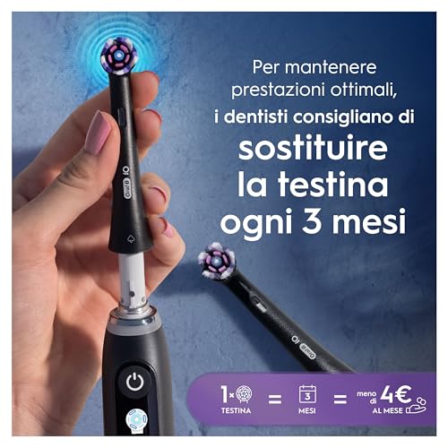 Oral-B Testine Di Ricambio iO Radiant White per Spazzolino Elettrico Oral B, 4 Testine Rotonde Autentiche Nere, con Setole Angolate e Setole Lucidanti - Immagine 3
