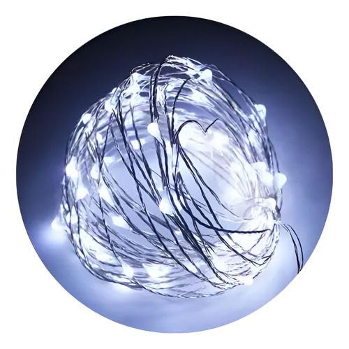 Cordão de LED Decorativo 10 metros USB/Pilha AA Fio de Fada Impermeável Branco ou Colorido Pisca Pisca Natal Festa Decoração de Ambientes (Branco)