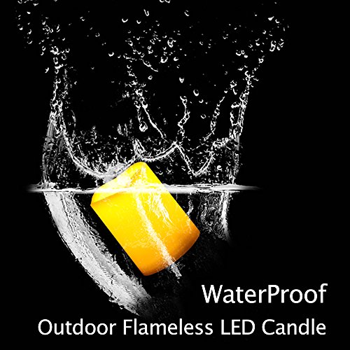 Image of 2 PCS 3 inch x4 inch Waterproof Outdoor Battery Operated Flameless LED Pillar Candles with Timer Flickering Plastic Resin Electric Decorative Light for Lantern Patio Garden Home Decor Party Wedding Decoration
