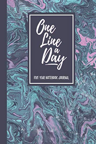 One Line A Day: Five Year Notebook Journal, Pink Turquoise Marble Design