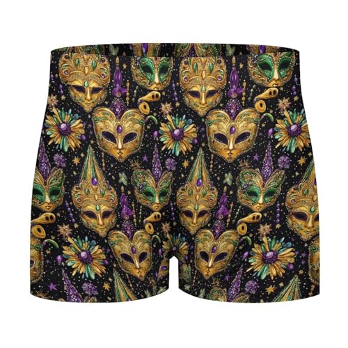 Golden Masquerade Pattern Print Mens Underwear, Soft Boxers for Men, Moisture-Wicking Breathable Boxer Briefs4
