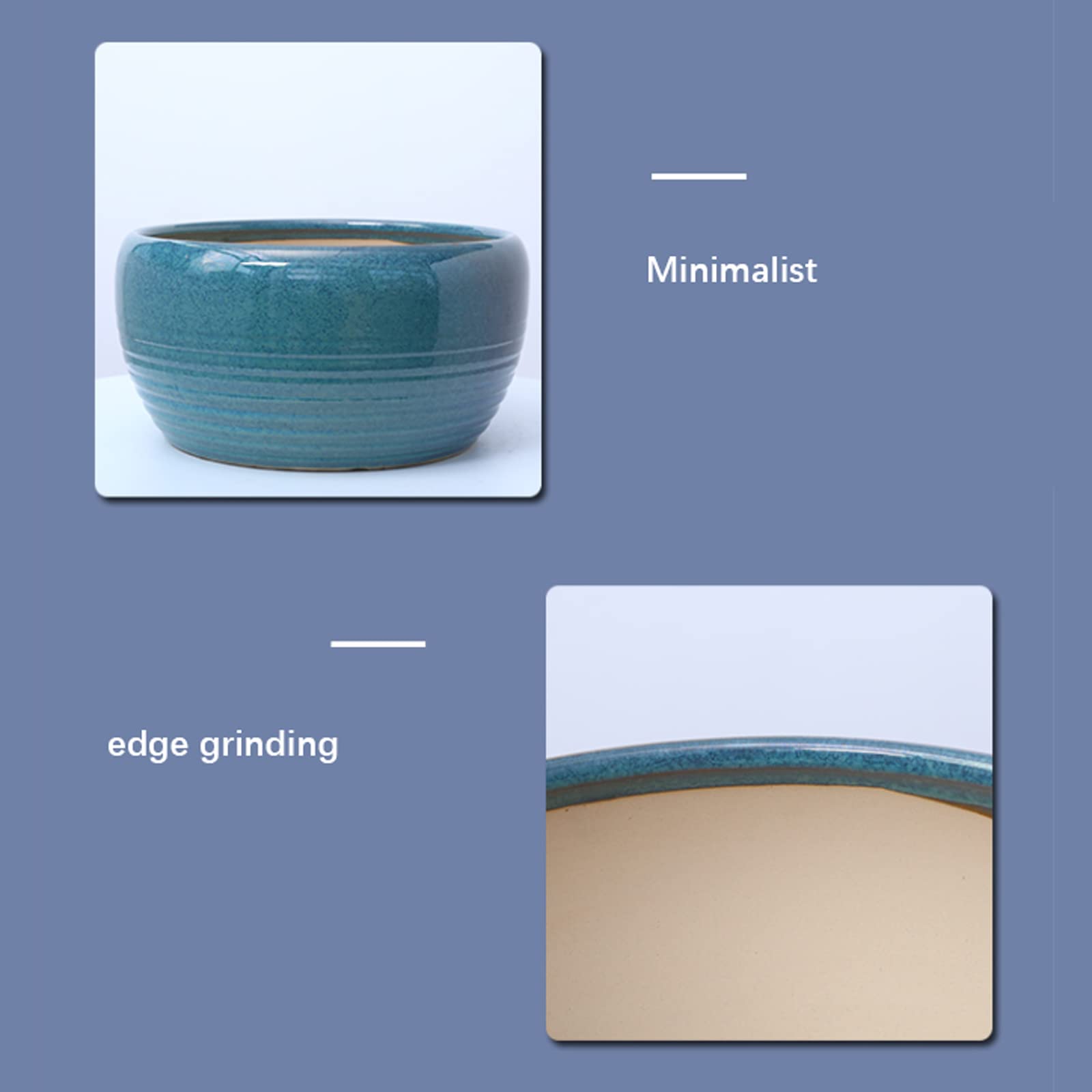 Vasi da Giardino Vaso per Fiori succulenti per la casa, Semplice fioriera in Ceramica con Foro di drenaggio e piattino in plastica per la casa e la Decorazione dell'ufficio