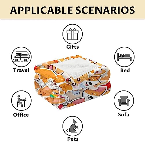 Corgi Blanket Gifts - 30"x40" Cute Throw for Adults, Kids - Colorful Soft Fuzzy Blankets for Couch & Office