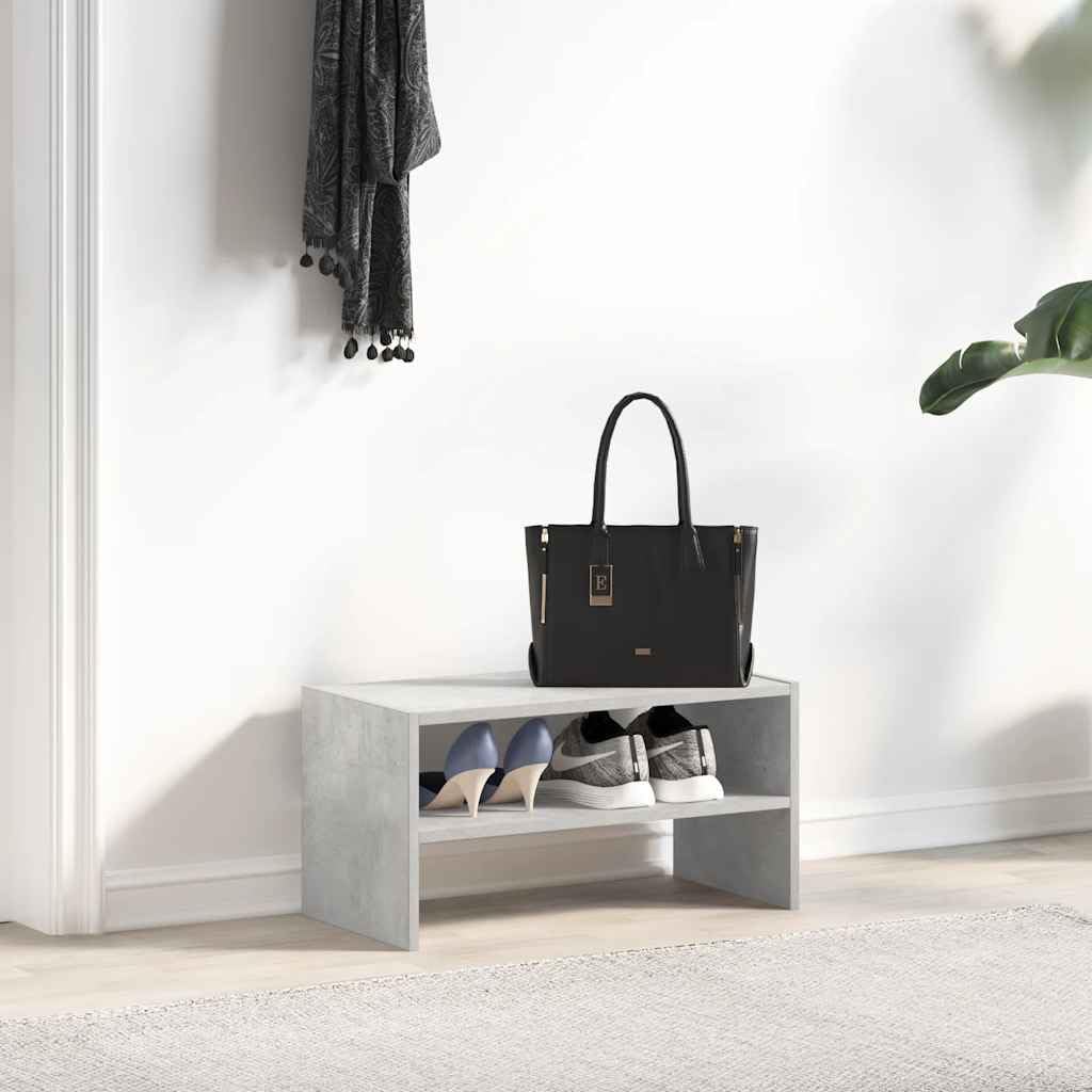 Schuhregal Betongrau aus Holzwerkstoff 60x30x30,5 cm stapelbar platzsparend für Flur Diele Eingangsbereich mit Mehreren Fächern zur Schuhaufbewahrung und Ordnung