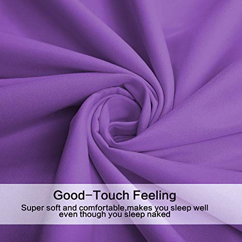 Image of 4 Piece Bed Sheet Set (Queen,Violet) 1 Flat Sheet,1 Fitted Sheet and 2 Pillow Cases,Brushed Microfiber Luxury Bedding with Deep Pockets