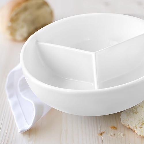 Miniatura 6 de Cinf Cuenco de cerámica para cereales de 3 secciones, la leche separada mantiene fresca y crujiente apta para microondas, antiempañamiento,