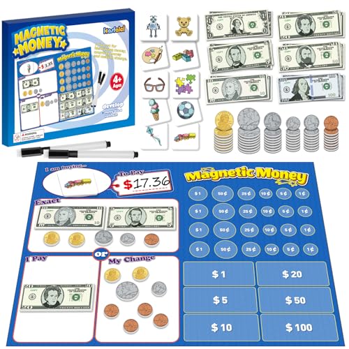Image of Kasfalci 60 PCS Magnetic Money for Kids for Learning, Math Manipulatives, Learning & Education Toys for Classroom, Pretend Play, Math Games for Toddler, Teacher and Homeschool Supplies