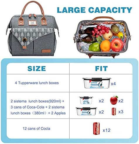 Lekesky 10L Insulated Lunch Bag for Women for Work Lunch Tote, Grey