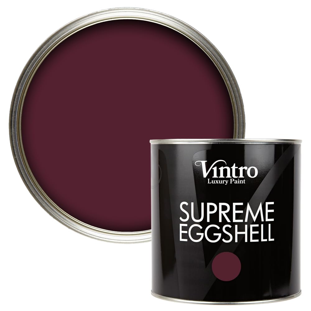 Vintro Paint Dark Purple Eggshell For Walls Wood Trim Satin Furniture Paint Interior & Exterior 2.5L (Sweet Damson) from B&Q