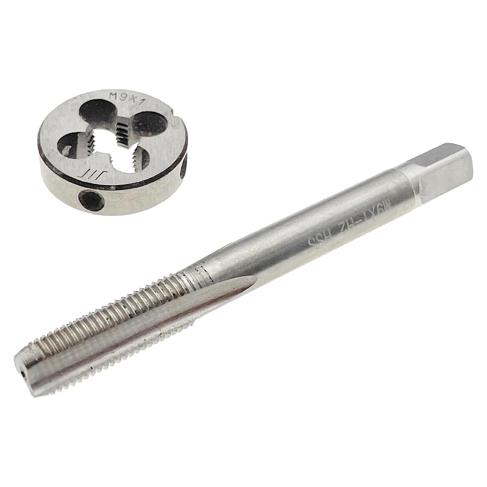 Juego de machos y terrajas métricos M9 x 1, mano derecha, herramienta de roscado de machos y terrajas M9 x 1, mano derecha, machos y terrajas M9 x 1, mano derecha, machos y terrajas redondos, máquin