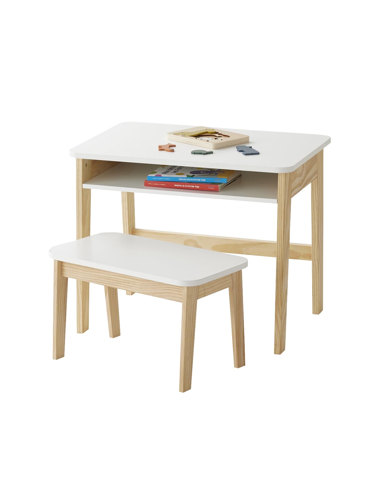 VERTBAUDETBureau + Tabouret Maternelle ÉCOLIERblancTU