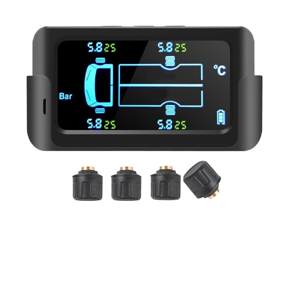 Tpms Sistema di monitoraggio della pressione dei pneumatici for camion con 4 sensori, diagnostica dei pneumatici, computer di bordo, rimorchio, autobus, furgone, camper, accessori auto Pressione Pneum
