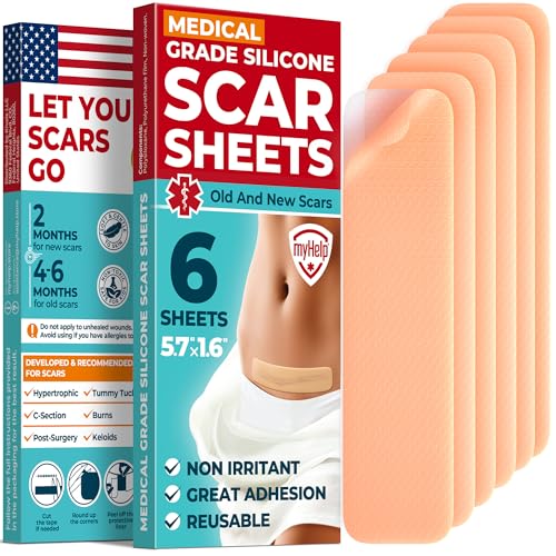 Medical Grade Silicone Scar Sheets - 6pk (5.7”x1.6”) - Visible Difference on Surgical & Keloid