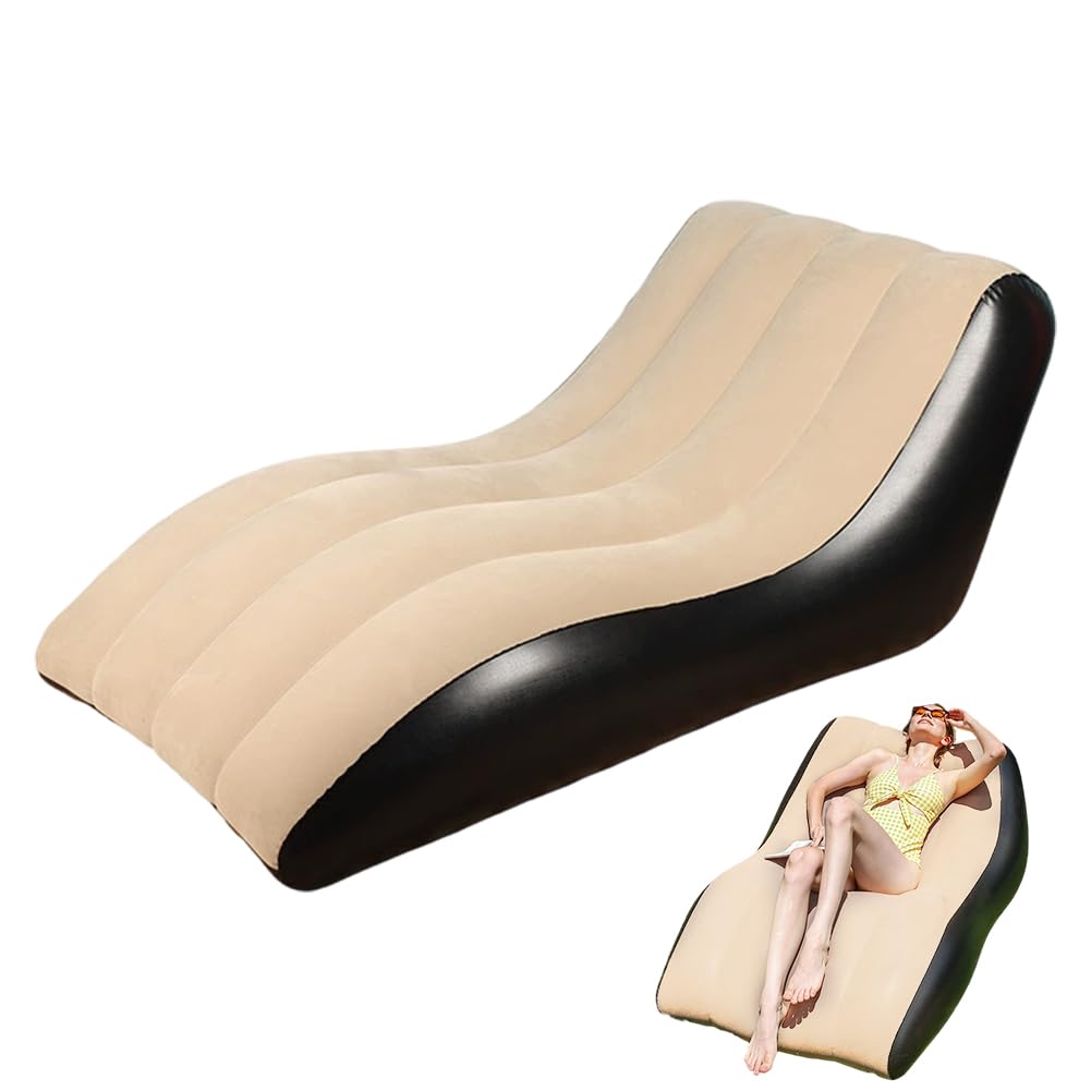 FARYODI Aufblasbares Sofa mit Fußhocker, Aufblasbarer Sessel, Wasserdichtes Luftsofa Aufblasbares, Beflockter Couch Oberfläche für Wohnzimmer, Aufblasbar Outdoor Camping