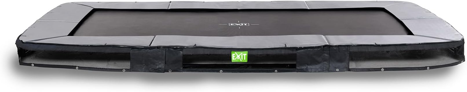 EXIT Toys Elegant Premium Rectangular Inground Sports Trampoline - 8x14ft - With Foot Protection System - Long Springs - Stainless - Easy Assembly - Luxury Finish - Inground Trampoline Garden - Black