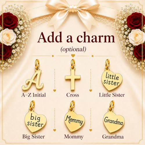 Image of Baby Crystals Personalized Red Bracelet for Protection -Baby Jewelry for Girls | 14K Gold-Plated or Sterling Silver Initial Charm Bracelet | Baptism, Birthday Gifts