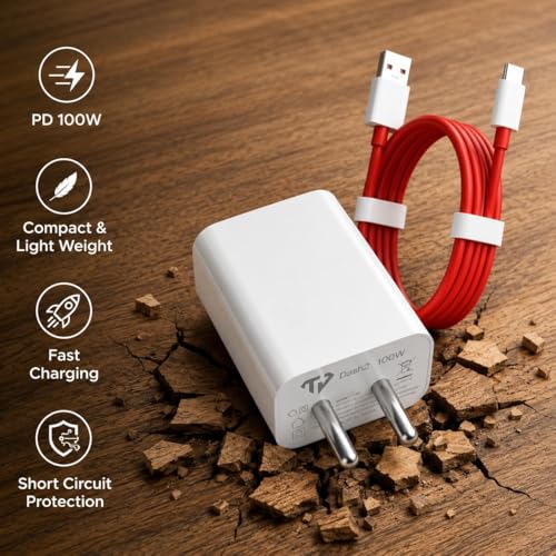 Image of CSODINCE 100W Fast Charger with USB-A to Type-C Cable | 9.1A Power Adapter Combo | Supports Warp, SuperVOOC, Dash Charging, Fast Charging | Compatible with OnePlus, Samsung, Android Type-C Devices