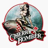 Cherry Bomber Old School Pinup Window Bumper Sticker Decal 5'