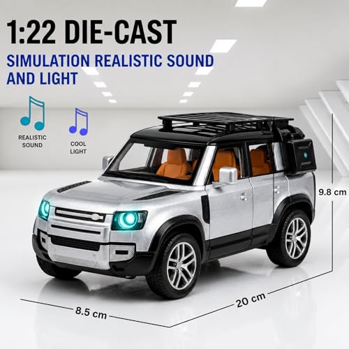 Image of GRAPHENE 1:22 Scale Die Cast Metal Toy Car Pull Back Action Openable Doors & Trunk Light Sound Realistic SUV Miniature Model Toy Vehicle Collectible Gift for Kids Boys Girls 2+ Years