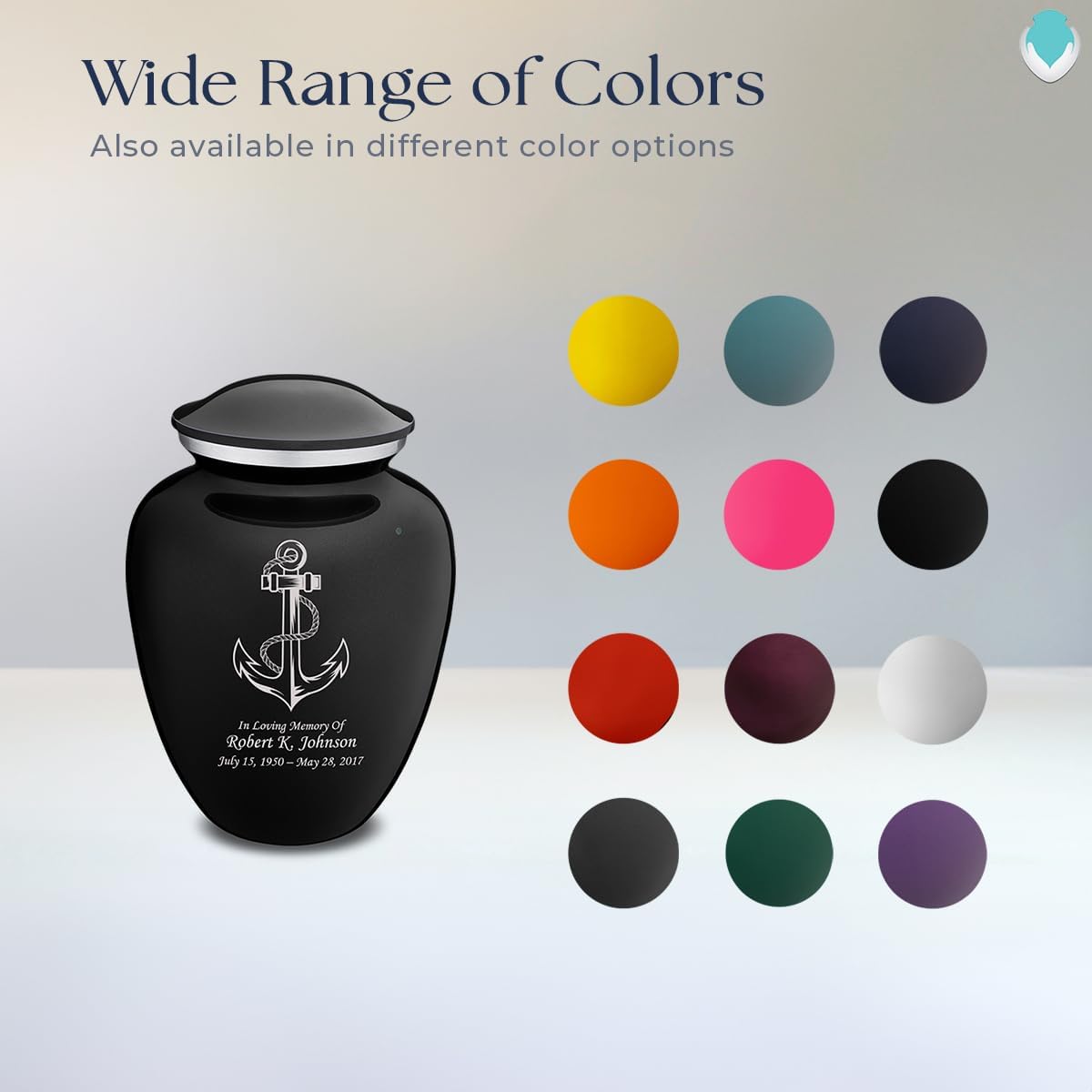 Geturns Embrace Small Personalized Anchor Cremation Urns for Human Ashes I Black Funeral Urn for Men and Women I Holds up to 44 Cubic Inches