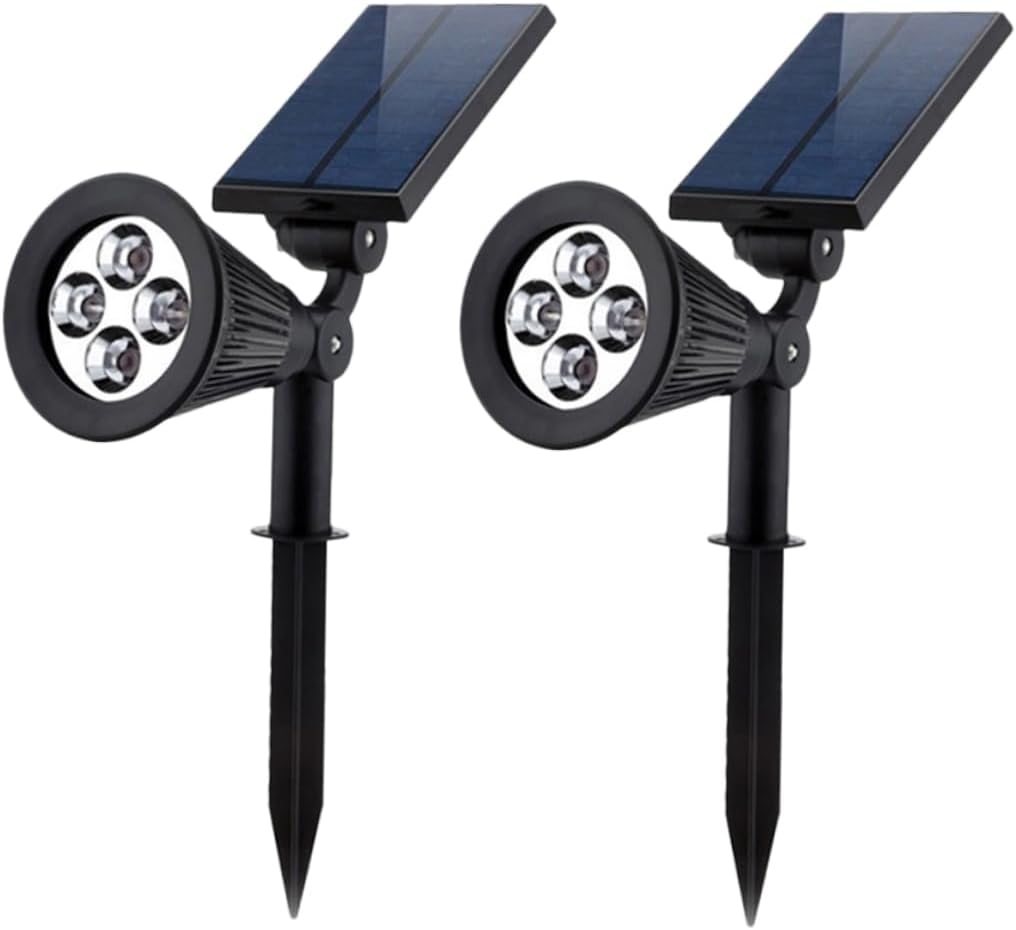 2Pcs Solar Spotlights RGB Landscape Lighting with LEDs Solar Powered Outdoor Lamp for Pathways Gardens and Patios Easy Installation No Wiring Required