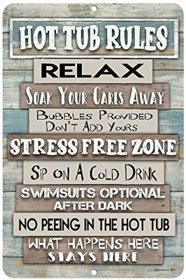 hot tub signs and decor outdoor