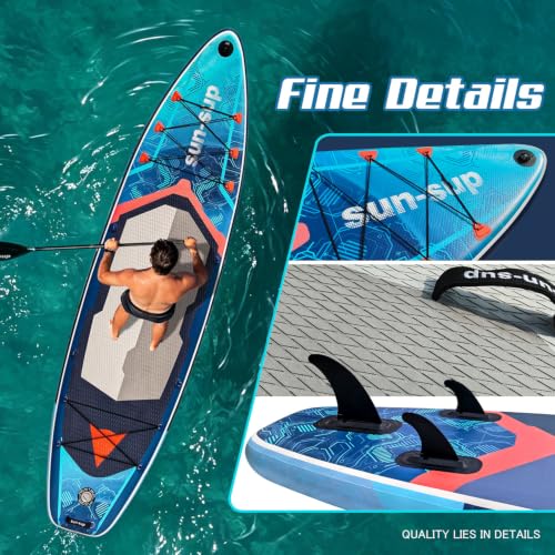 Image of Inflatable Stand Up Paddle Board Extra Wide SUP Board with Removable Fin with Premium SUP Paddle Board Accessories, Wide Stable Design, Non-Slip Comfort Deck for Youth & Adults