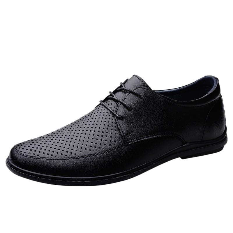 Mens Waterproof Breathable Leather Oxford Shoes Lace Up Brogue Non Slip Rubber Sole Block Heel Party Shoes for Outdoor Events2
