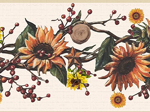 Dundee-Deco-DDAZBD9170-Peel-and-Stick-Wallpaper-Border-Nature-Orange-Green-Flowers-on-Vines-Wall-Border-Retro-Design-15-ft-x-7-in-457m-x-1778cm-Self-Adhesive Dundee Deco DDAZBD9170 Peel and Stick Wallpaper Border Nature Orange Green Flowers on Vines Wall Border Retro Design 15 ft x 7 in 457m x 1778cm Self Adhesive