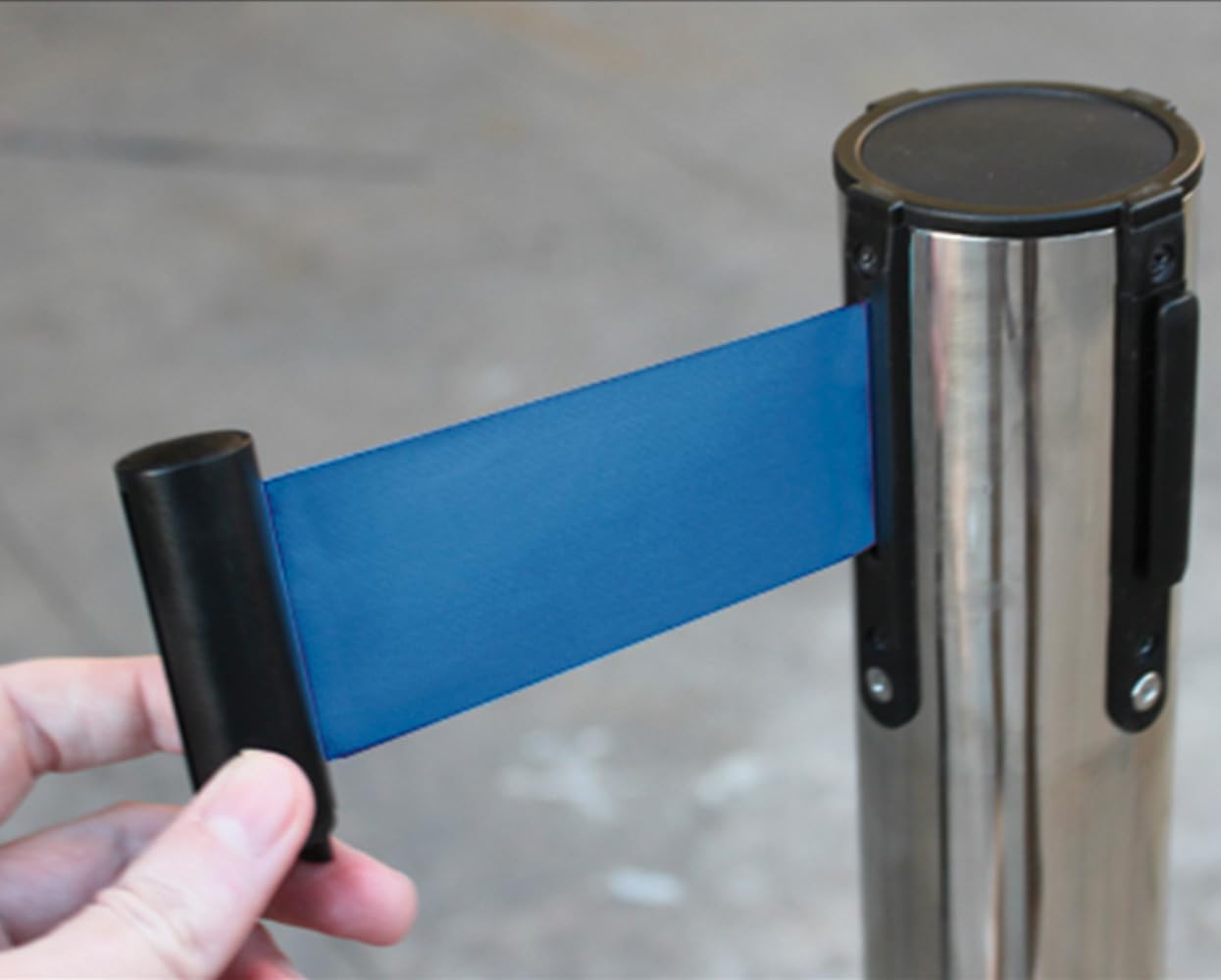 PAL | Poste separador de Acero Inoxidable con Cinta Extensible Azul 3 metros (2- postes)