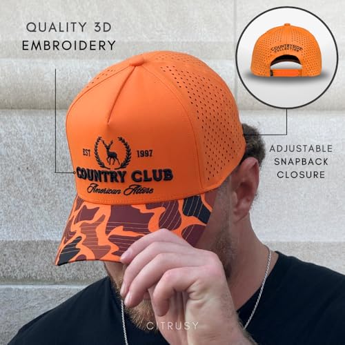 Image of CITRUSY Athletic Trucker Golf Hat | Performance Mens 5 Panel Cap | Cool Breathable Waterproof Workout Running Snapback