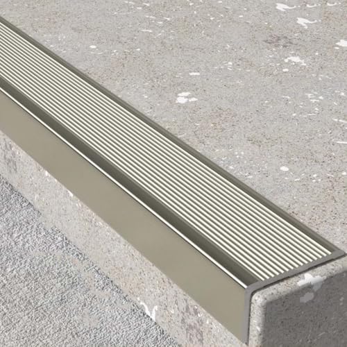YIHANWUU Moldura de Borde de Escalera, Tira de Transición Del en Forma de L de Aleación de Aluminio de 5 cm de Ancho para Escaleras, Protector de Escalones Y Protector de Esquinas./Champne/L 90Cm (35