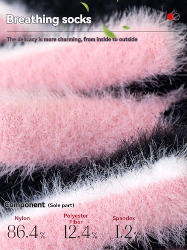 Image of Women Fuzzy socks Winter Fluffy Warm 4-Pairs Cozy Comfy Home Sleeping Socks
