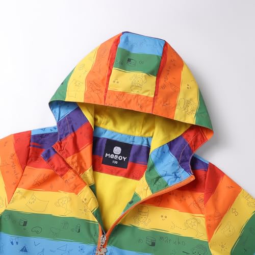 Image of MGEOY Girls Rain Jacket Lightweight Waterproof Hooded Cotton Lined Raincoat Windbreaker for Kids Size 4-12 Years
