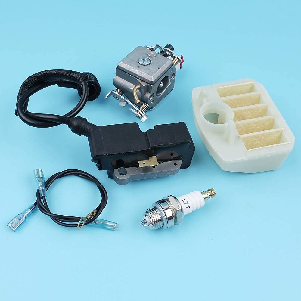 Kit de módulo de Bobina de Encendido del Filtro de Aire del carburador Compatible con Husqvarna 340345346350353 Bujía de Motosierra [# 503283208] Zama Carb