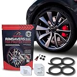Rimsavers Black Alloy Wheel Protectors – Fits Up to 22” x 4 Wheels | Ideal for Flat Edge Rims | 3 Colour Options | Easy DIY Fit | Protects Against Kerb Rash | Car Exterior Accessory